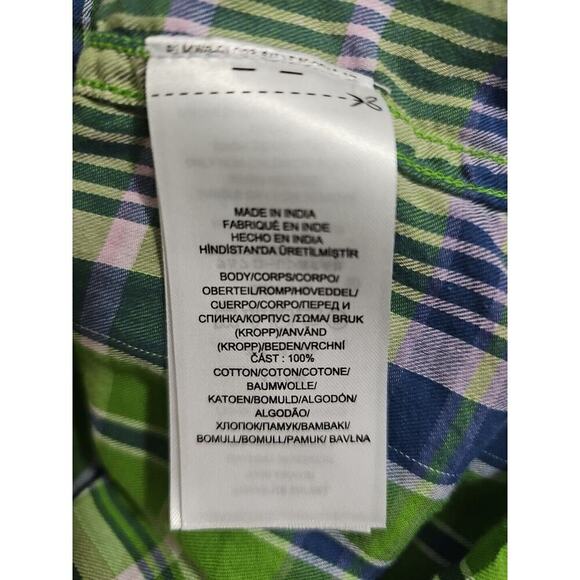 Lauren Ralph Lauren LRL ~Woman Size L Petite~ Green/Blue Plaid Shirt Long Sleeve - Picture 2 of 12